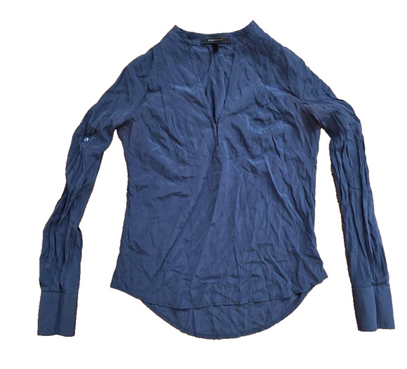 BCBGMaxAzria Tops - BCBG MAX AZRIA SILK Blouse Navy Blue Size XXS A001142